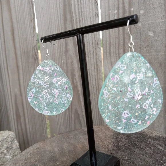 Teardrop Glitter Earrings - Picture 2 of 5